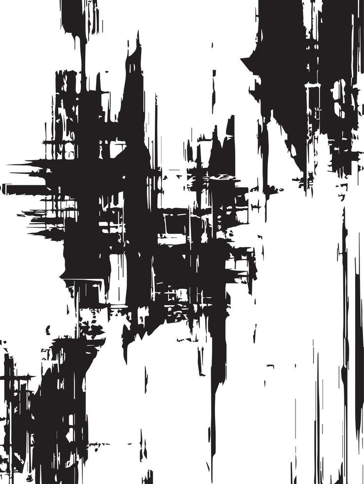 Abstract Black and White Cityscape Grunge Texture Urban Art Digital Painting vector