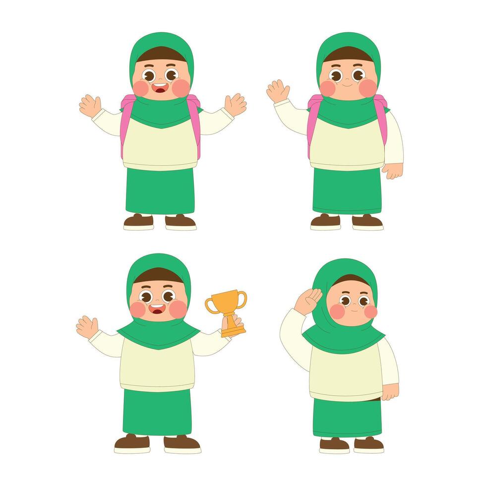 Cute Girl Student Cartoon Character Icon Illustration vector
