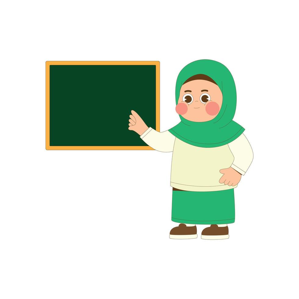Cute Girl Student Cartoon Character Flat Design Illustration vector