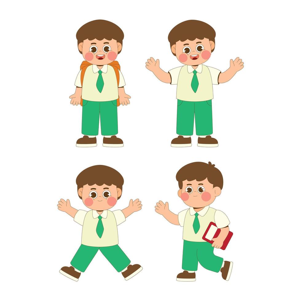 Boy student cartoon character illustration vector