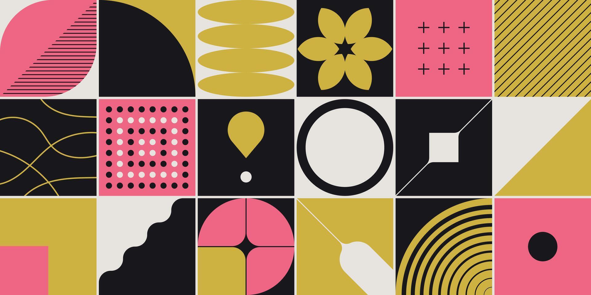 Colorful geometric shapes and patterns vector