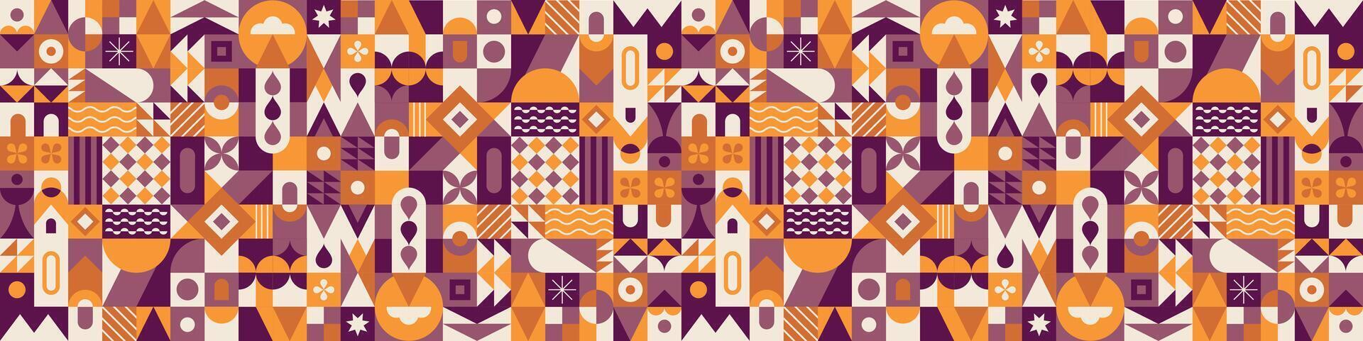 Colorful geometric pattern in purple and orange vector