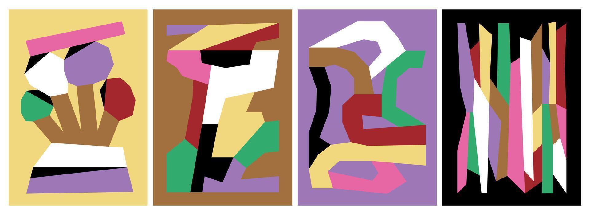 Four colorful abstract art pieces vector