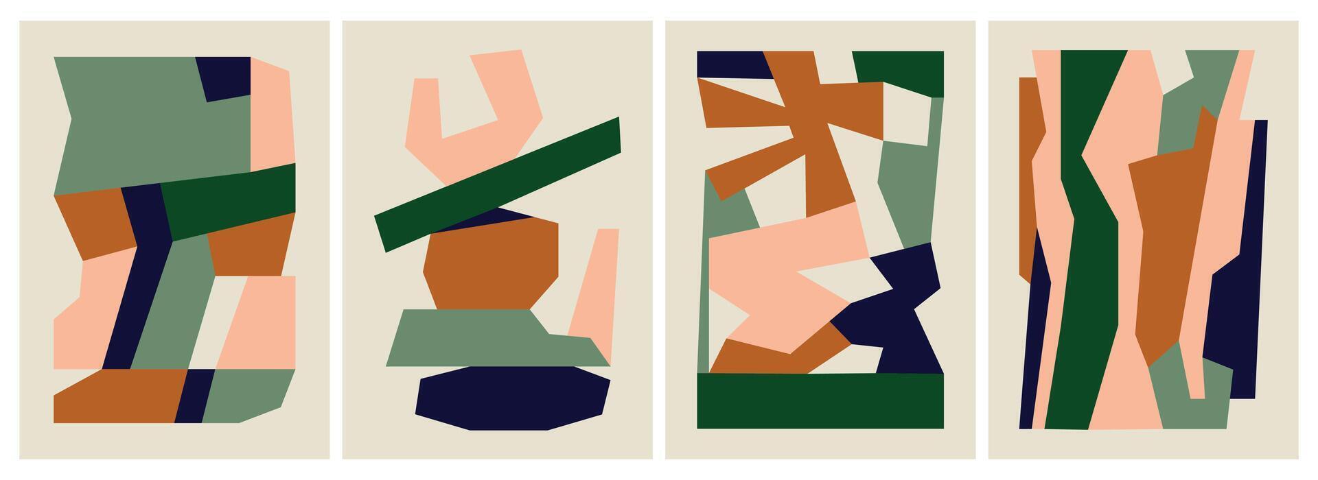 Colorful abstract shapes in four panels vector