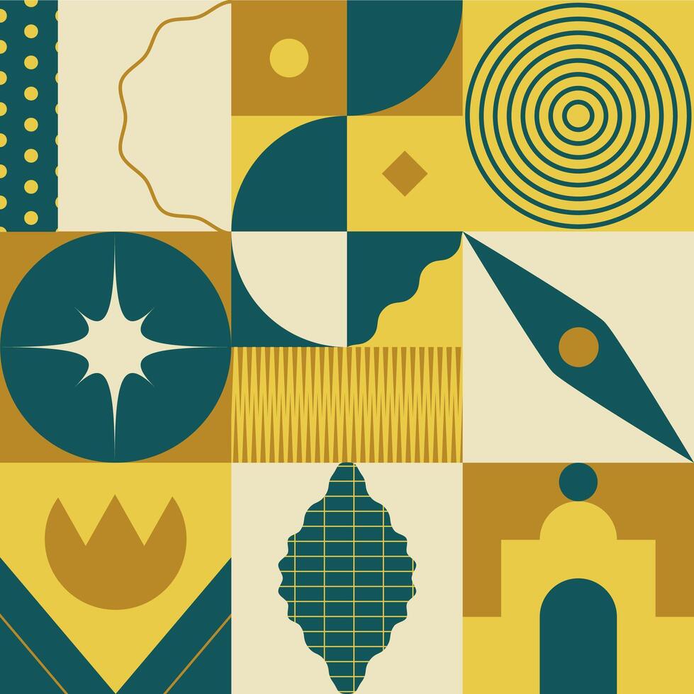 Geometric, golden and luxurious composition with basic shapes vector
