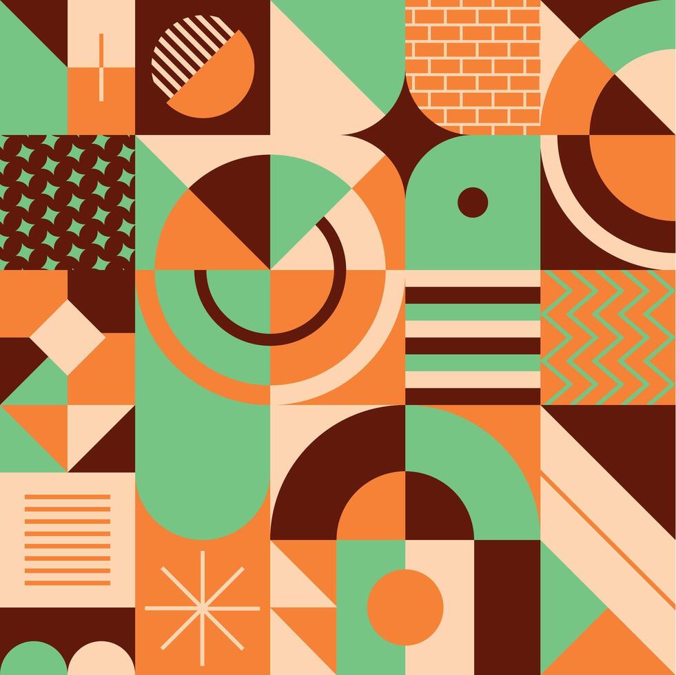 Geometric and vintage pattern in warm colors vector