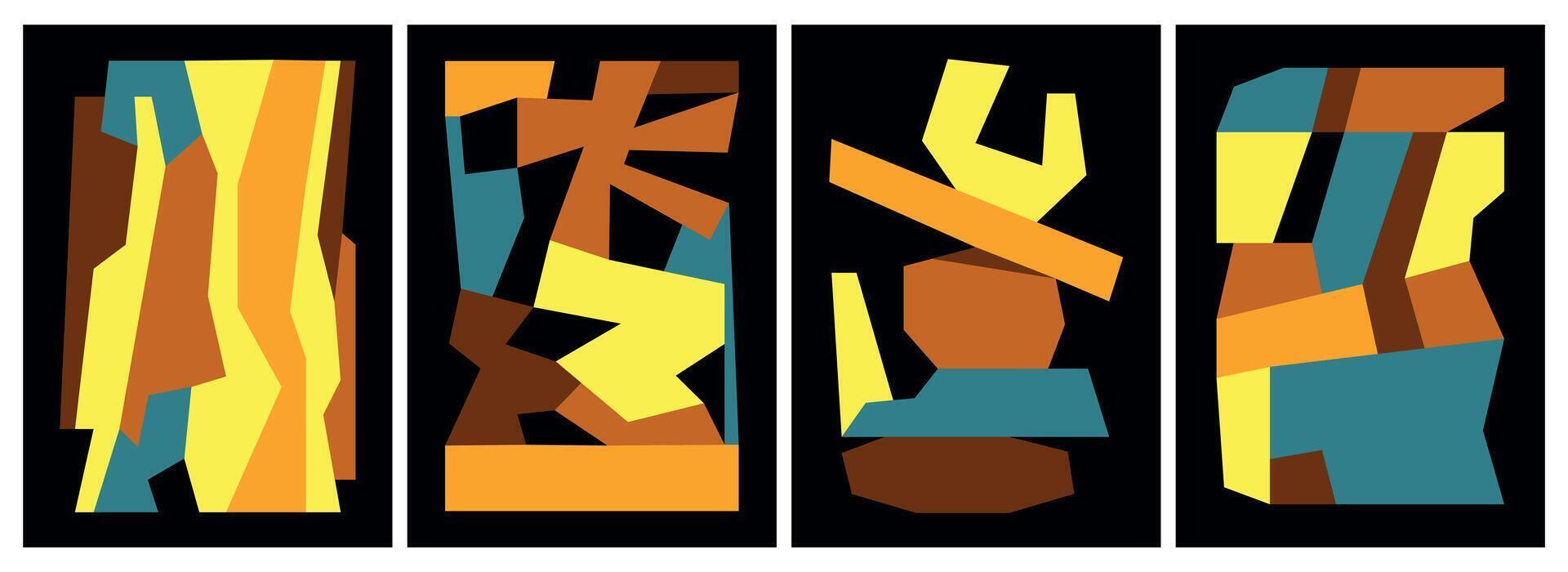 Wall art with irregular geometric shapes vector