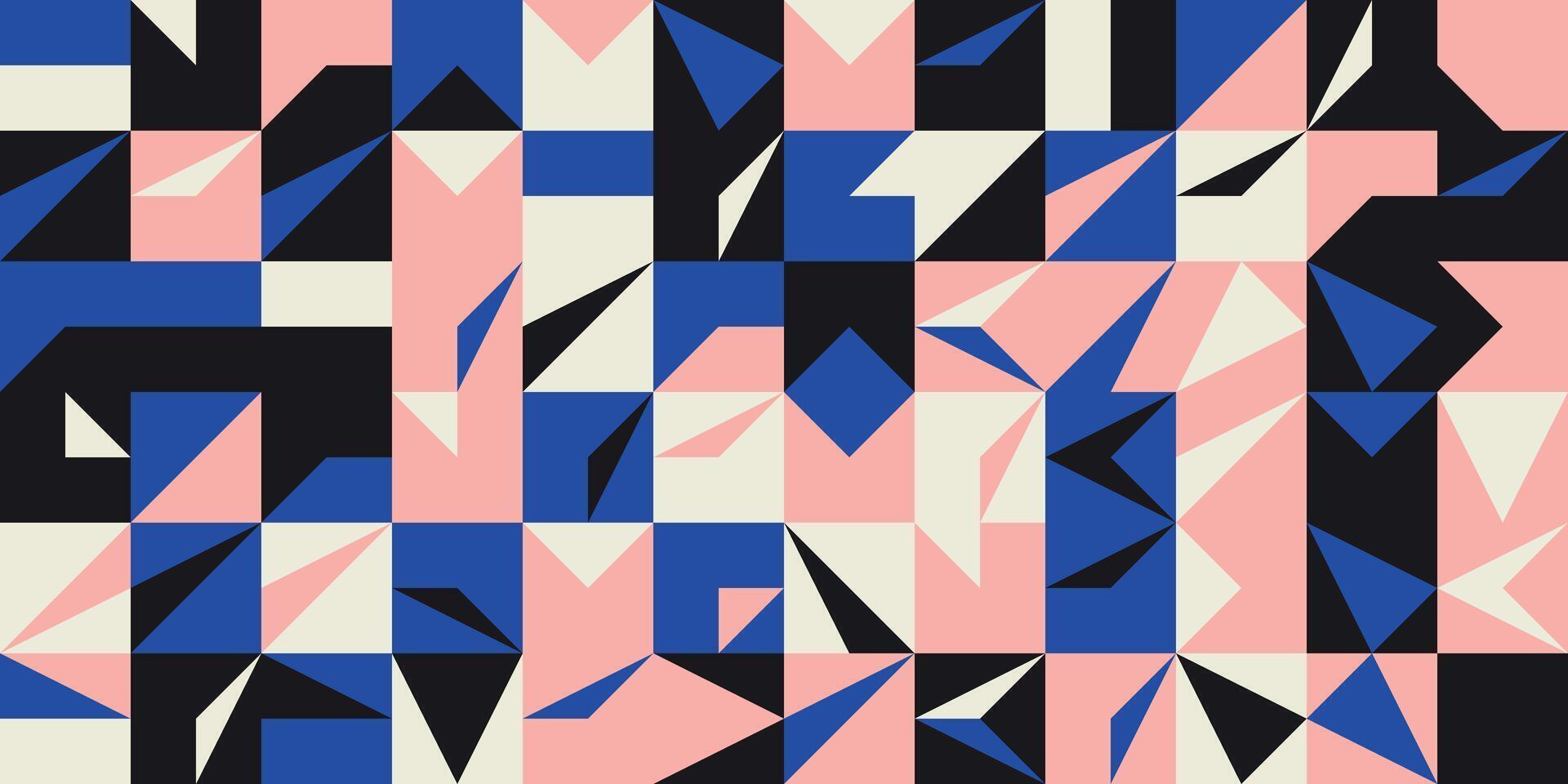 Bold geometric pattern with sharp angular shapes in pink, blue, and black vector
