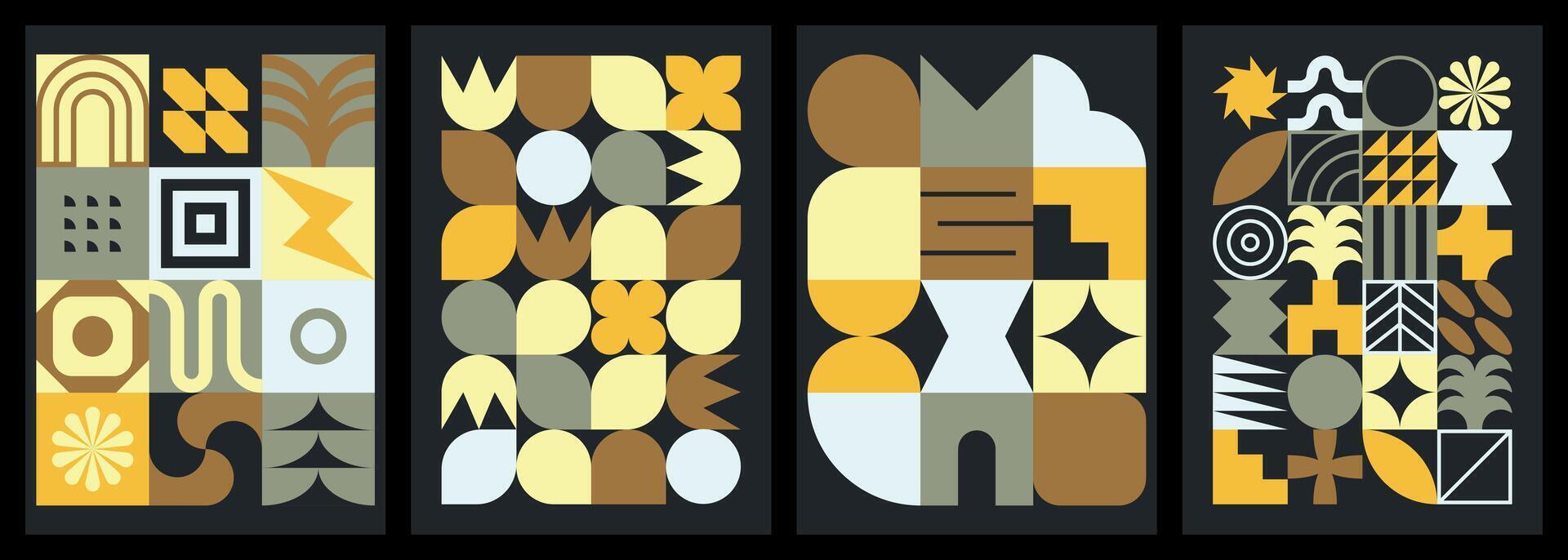 Poster set with modernist elements and shapes vector