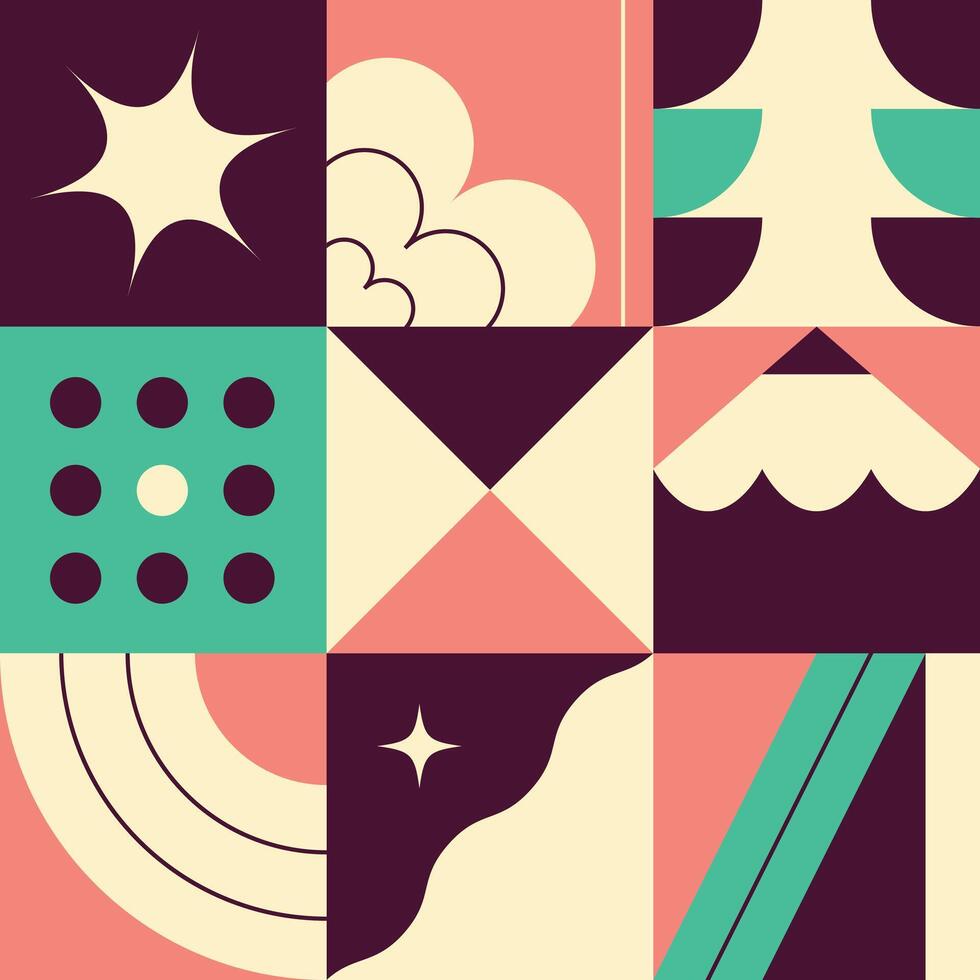 Abstract composition with retro geometric patterns and shapes vector