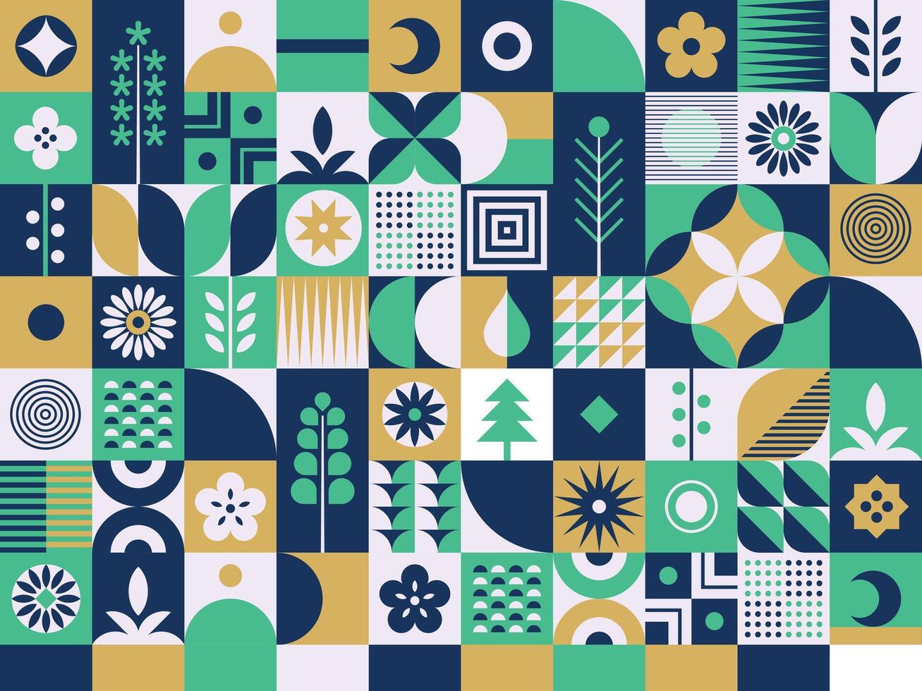 Floral seamless pattern with geometric elements vector