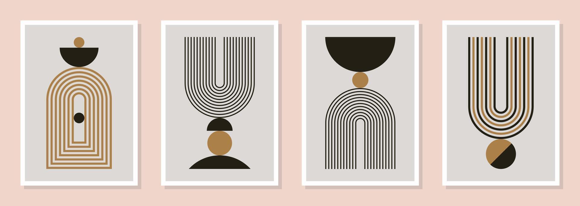 Mid century modern poster set vector