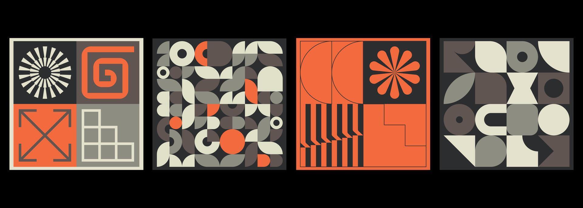Set of modernist covers with geometric shapes vector