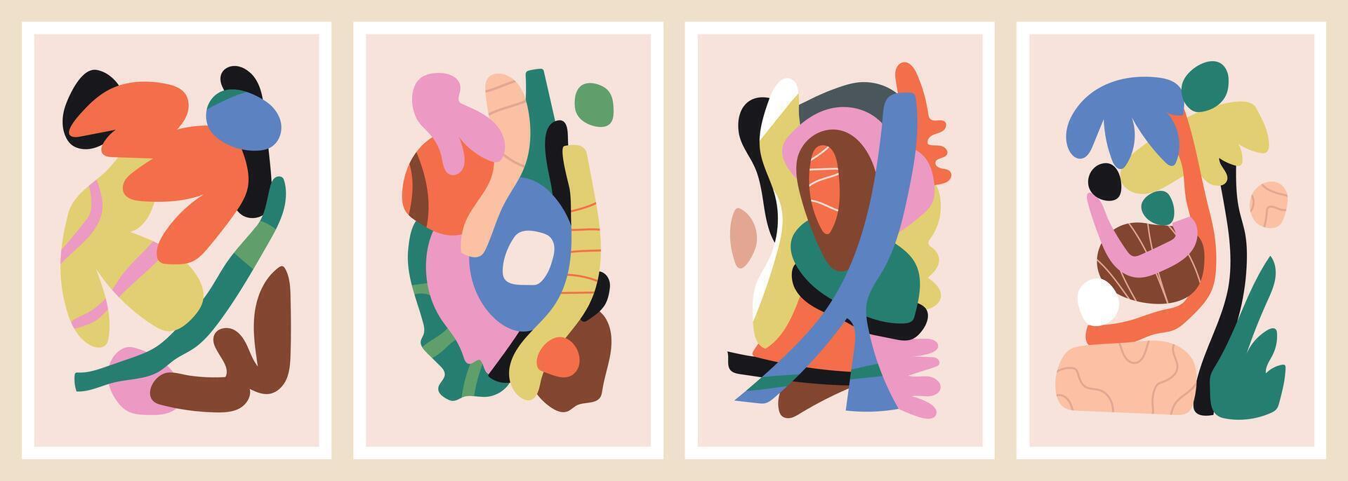 Posters with naive forms and doodles vector