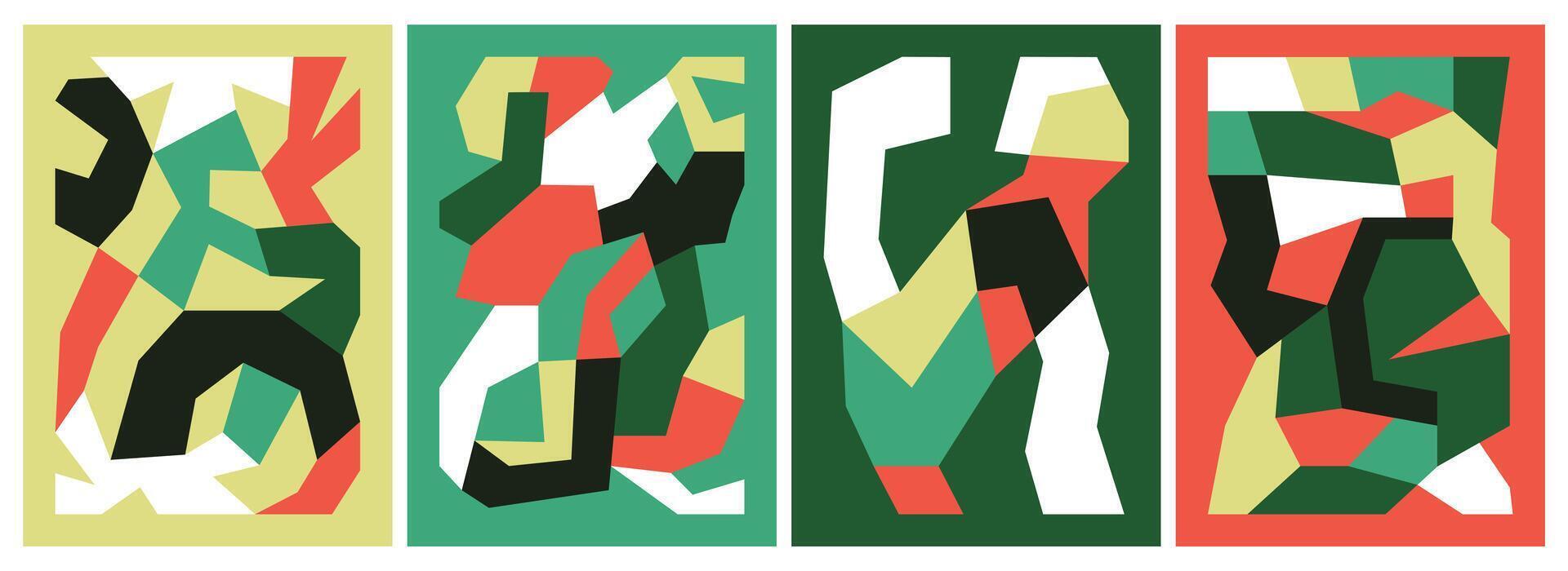 Playful flat illustrations inspired by aesthetics of paper cutouts and collage vector