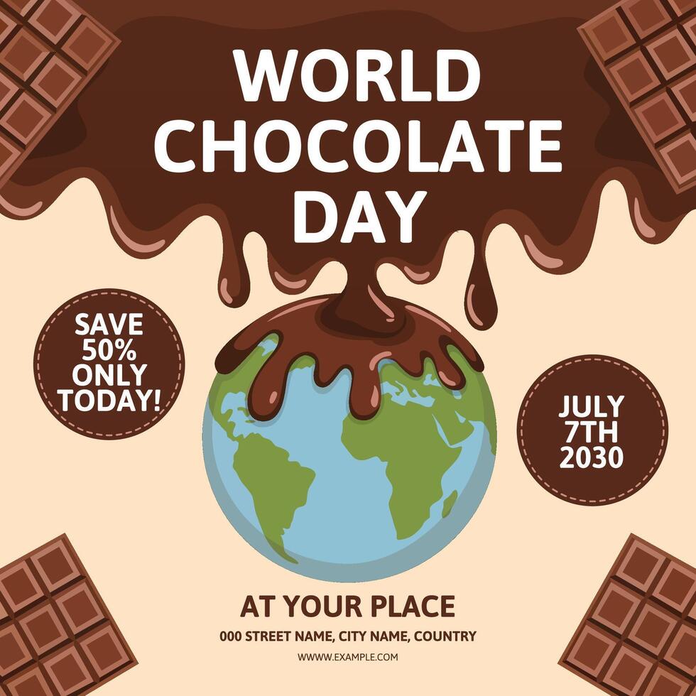 World chocolate day flyer poster template design vector