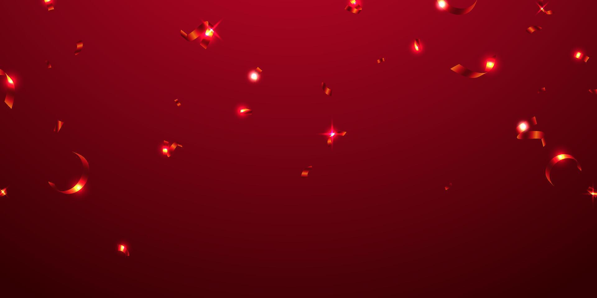 Red background with confetti and sparkles vector