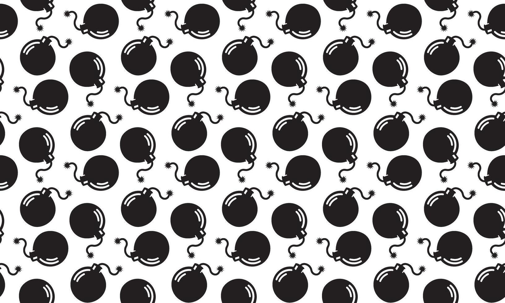 Seamless pattern Silhouette of a bomb with burning wick. vector