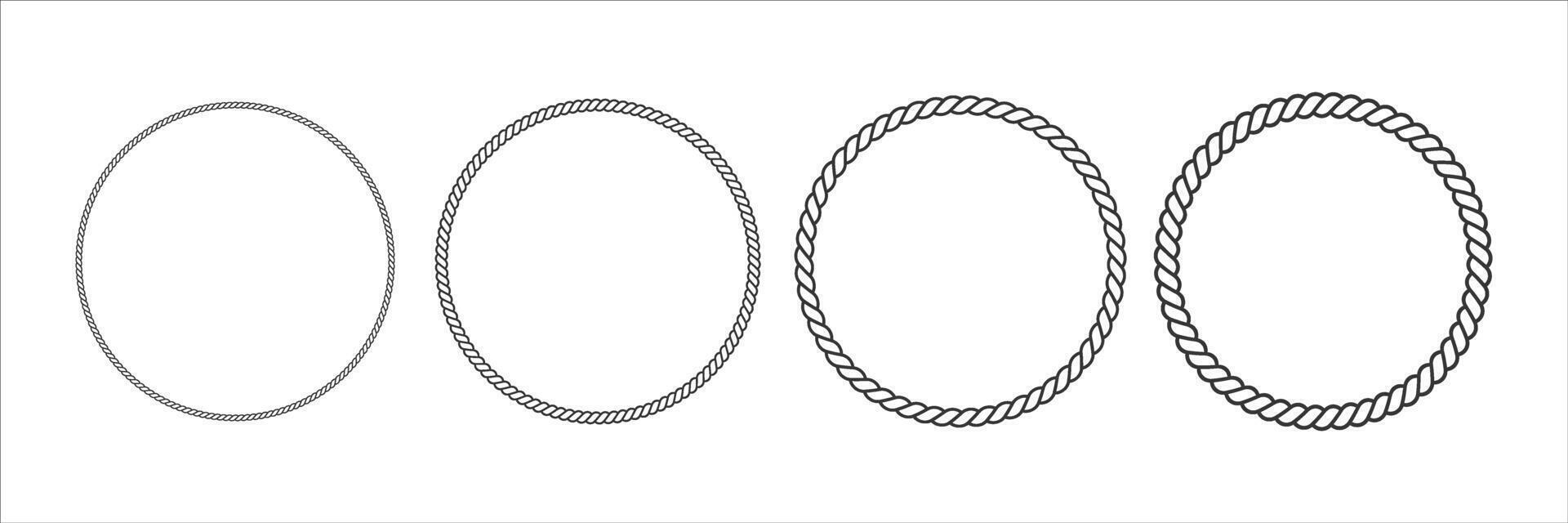 Set of circle woven frame. Outline illustration of knot borders vector