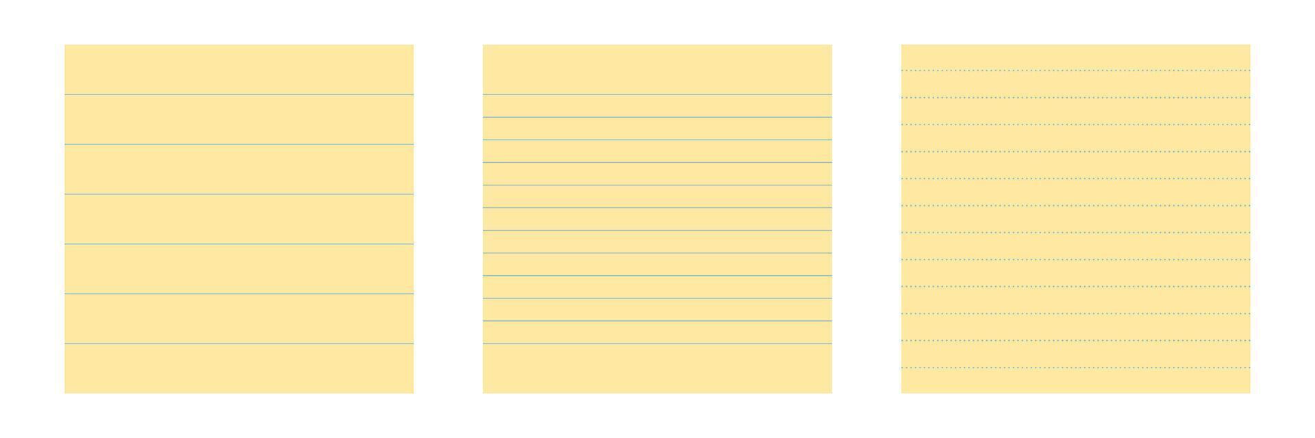 yellow sticky paper notes, square shapes vector
