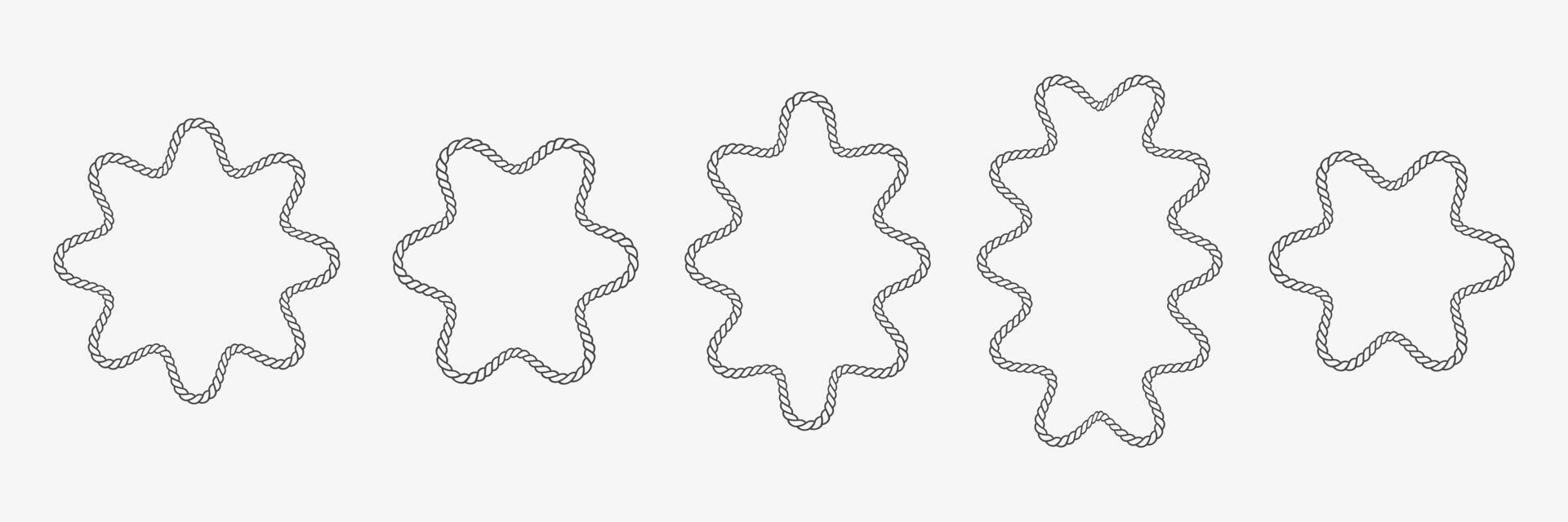 Various Rope frames collection. Set of decorative shape vector