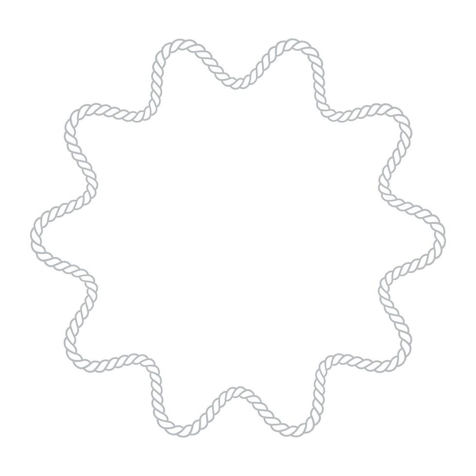 Decorative rope frame. Curved border outline illustration vector