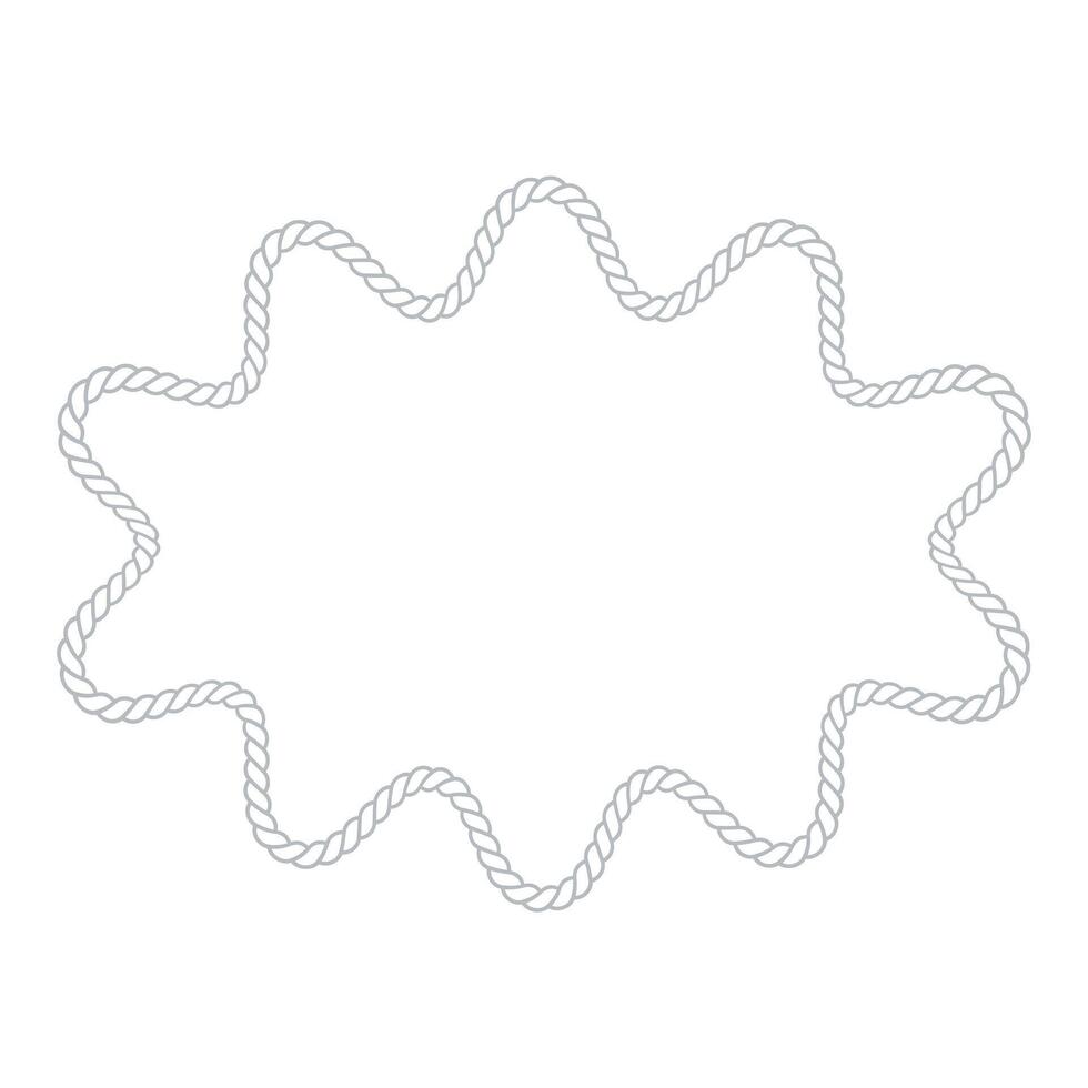 Horisontal rope frame. Curved border outline illustration vector