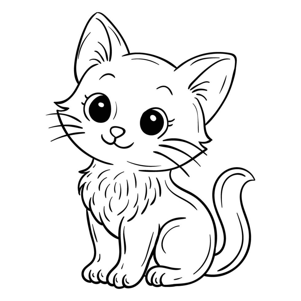 a cute kitten coloring page vector