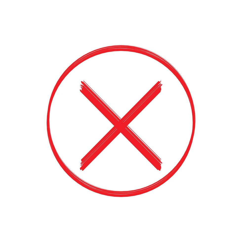 Red cross mark inside a red circle vector