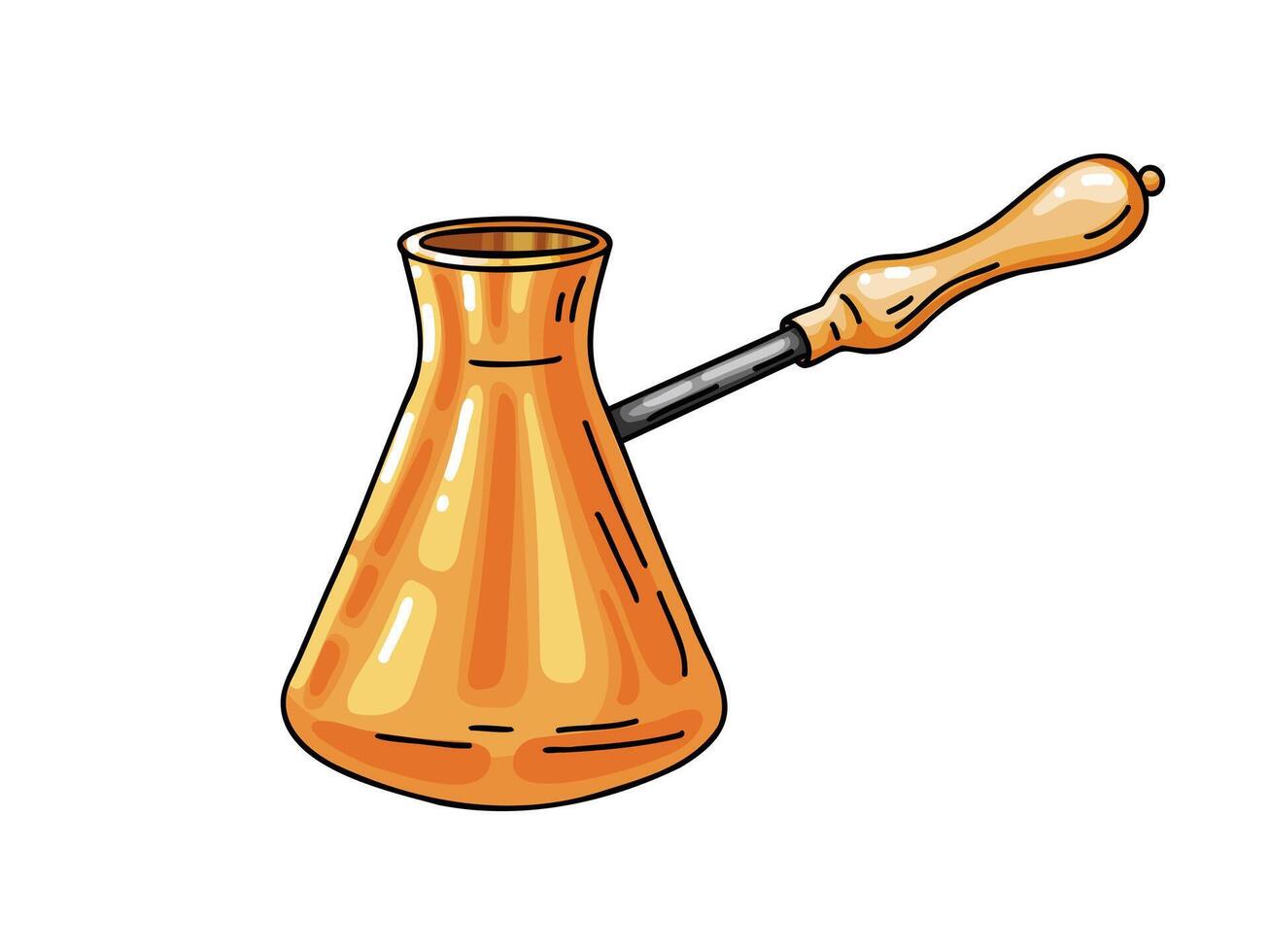 Copper coffee pot cezve Outline Illustration vector