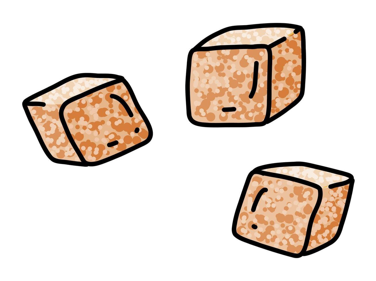 Brown Sugar Cubes Hand-Drawn Outline Illustration vector