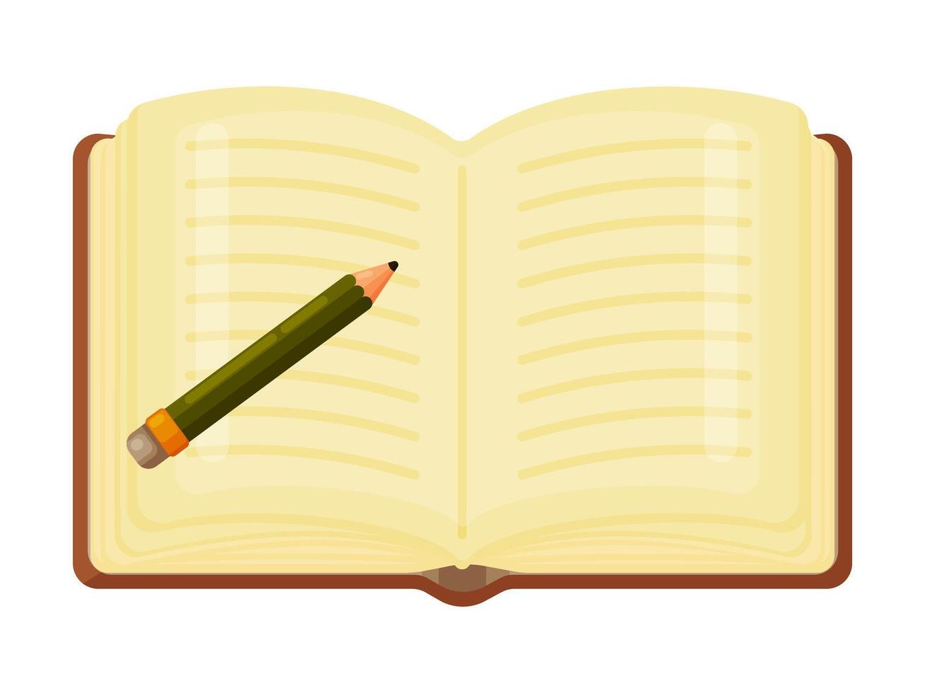 Open book with pencil illustration vector