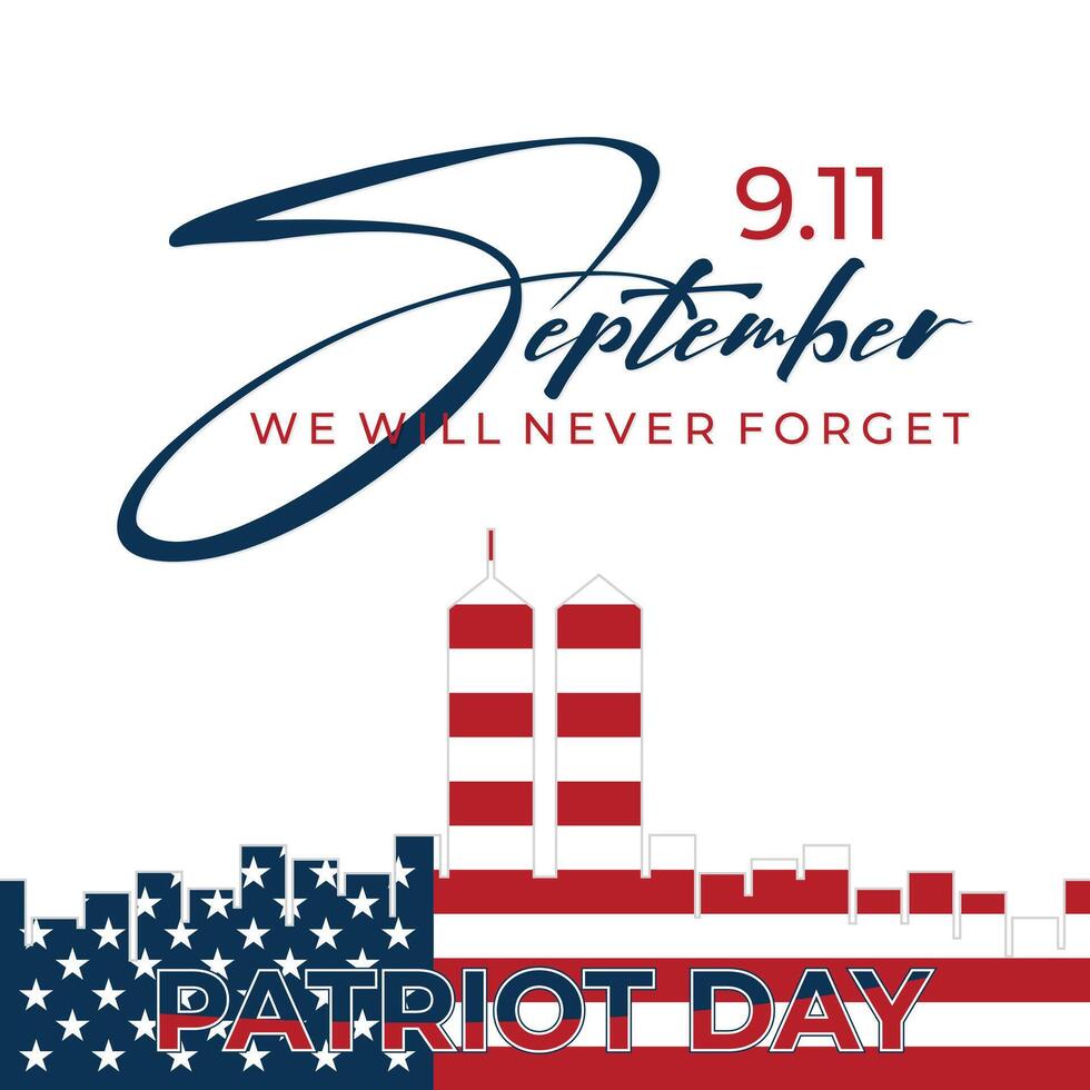 Patriot Day background with abstract skyline New York City isolated Amrica flag vector