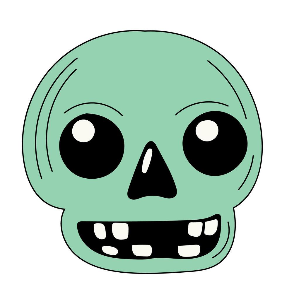 Simple Doodle Funny Halloween Skull Character Icon vector