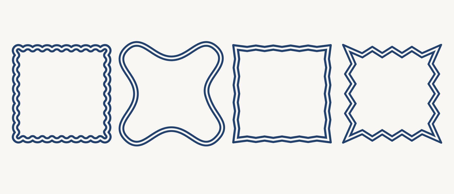 Curved Frame Outline Icon Set. Retro Border Line Contour Symbol. Empty Certificate Card Pattern canvas Silhouette. Felt-tip Stroke Infographic Sign. Handmade Speech Bubble Art Sketch Label Line Art. vector