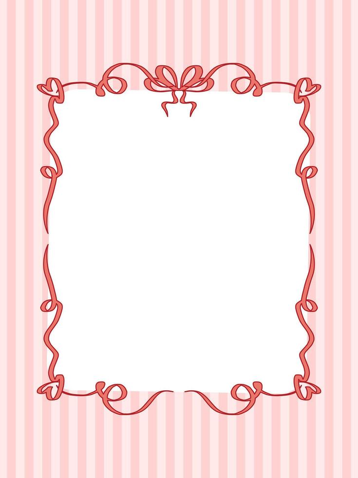 Vintage Bow Ribbon Frame Pattern. Mediterranean Amalfi Style Art. Empty Wedding Card Invitation Page. Italy or Greece Romantic Vibes Elegant Line Design. Aesthetic Timeless Minimalist Retro Border. vector