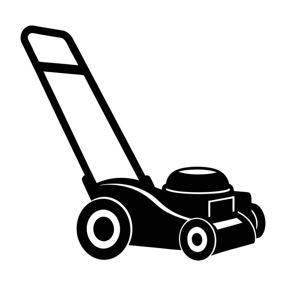 a black and white illustration of a lawn mower. vector