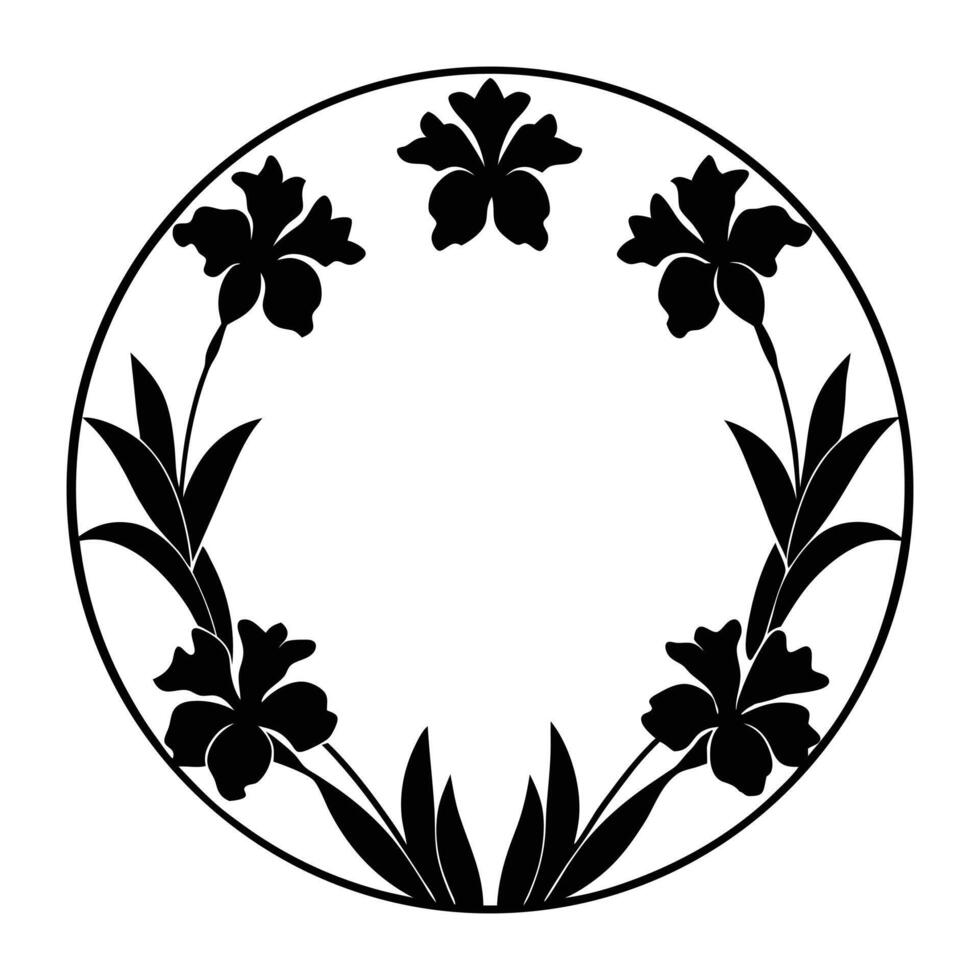 a black and white illustration of a flower wreath vector