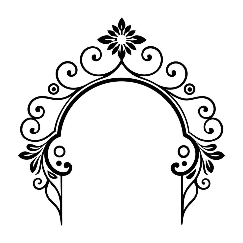 a black and white illustration of a arch with flowers vector