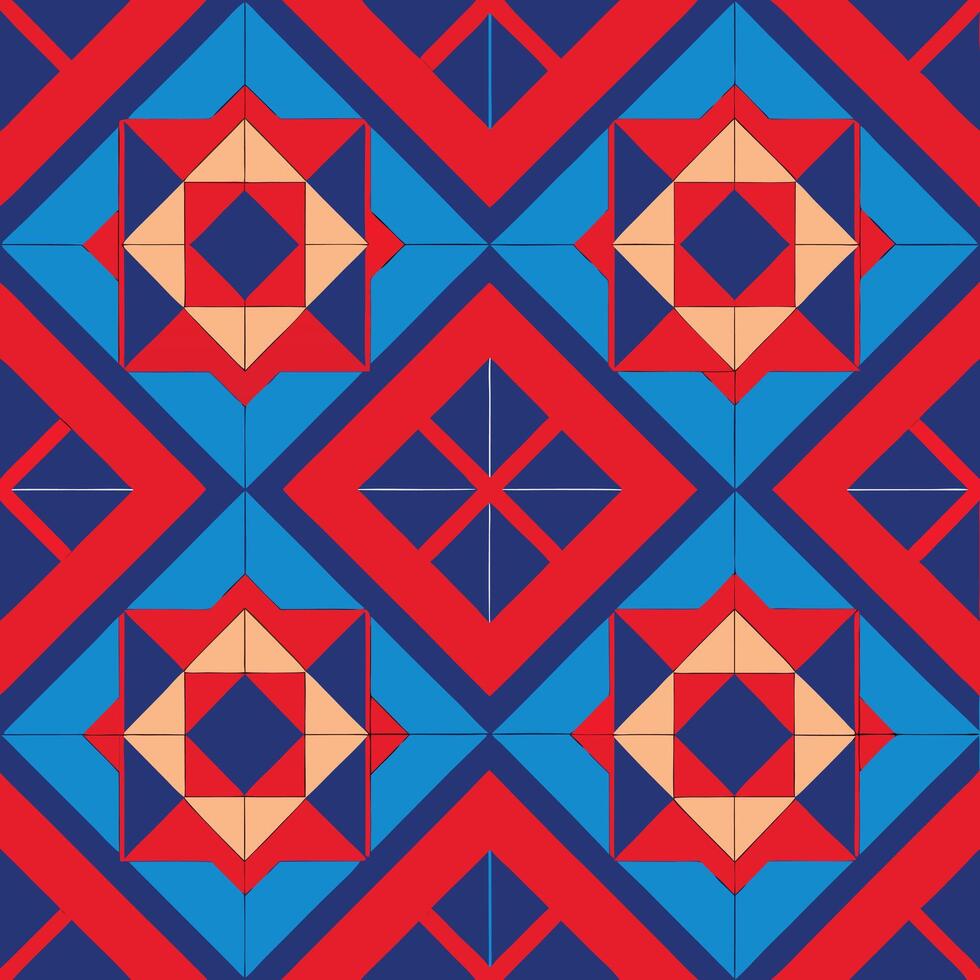 a red and blue color geometric pattern design vector