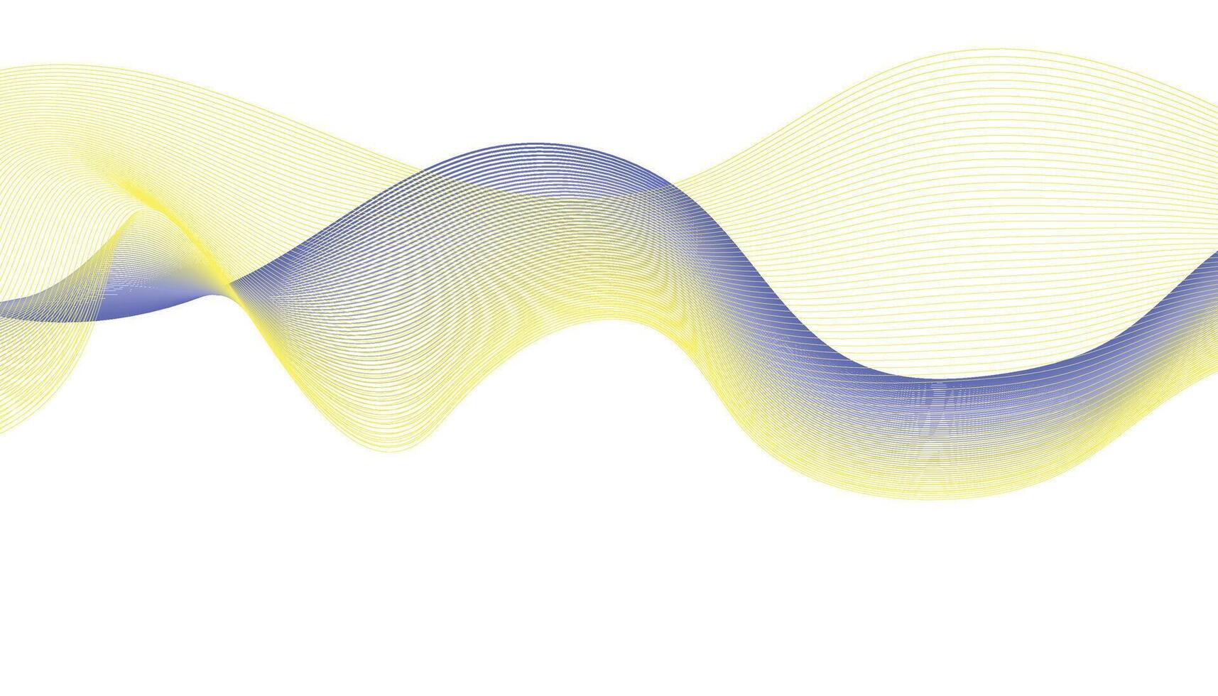 Abstract Blue and Yellow Wave Lines. Fluid Gradient Curves on White Background vector
