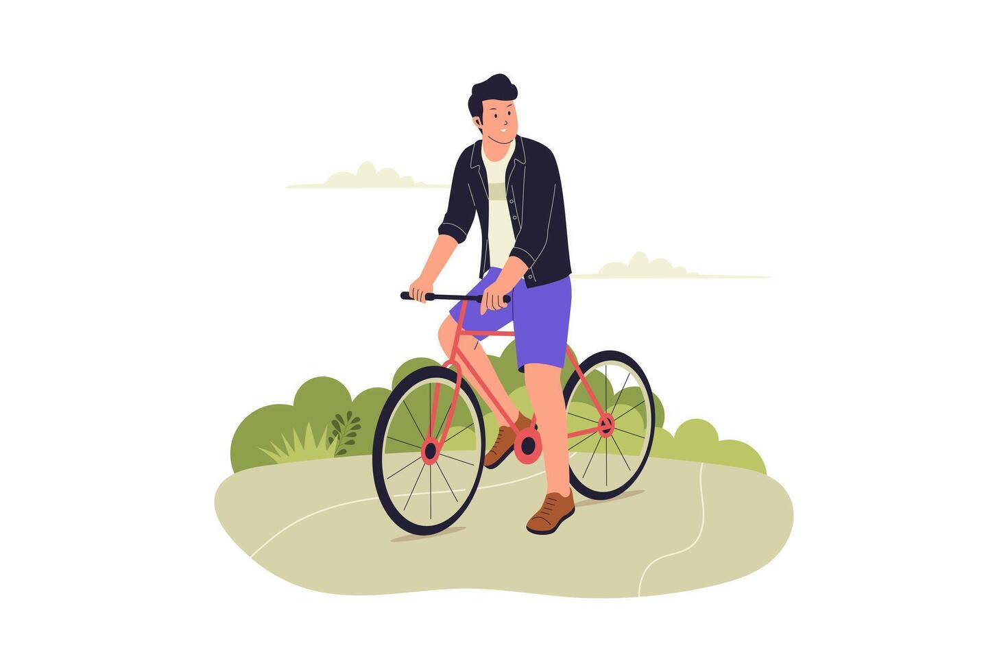Man on bicycle in nature vector