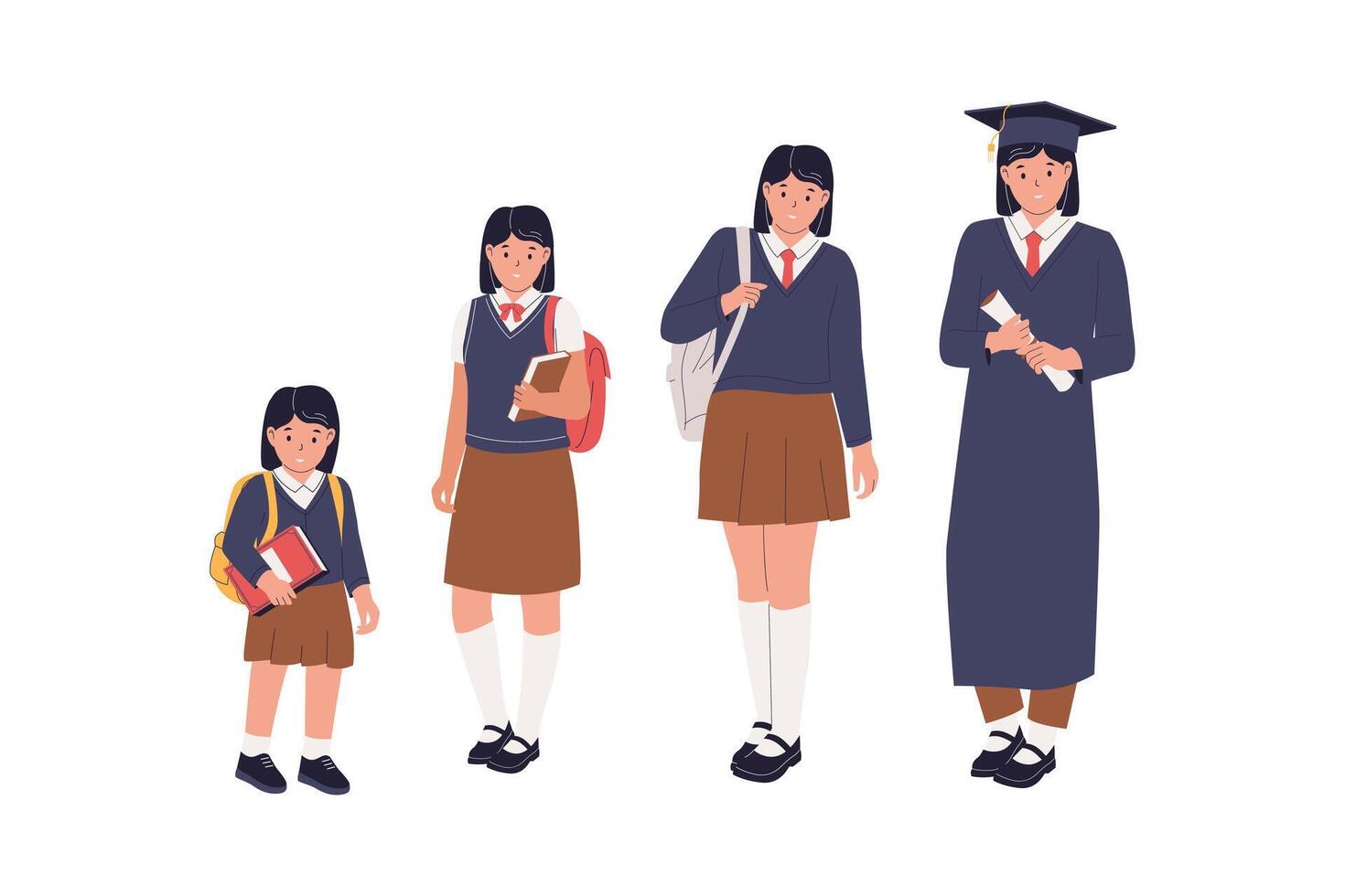 Girl's education journey in illustrations vector