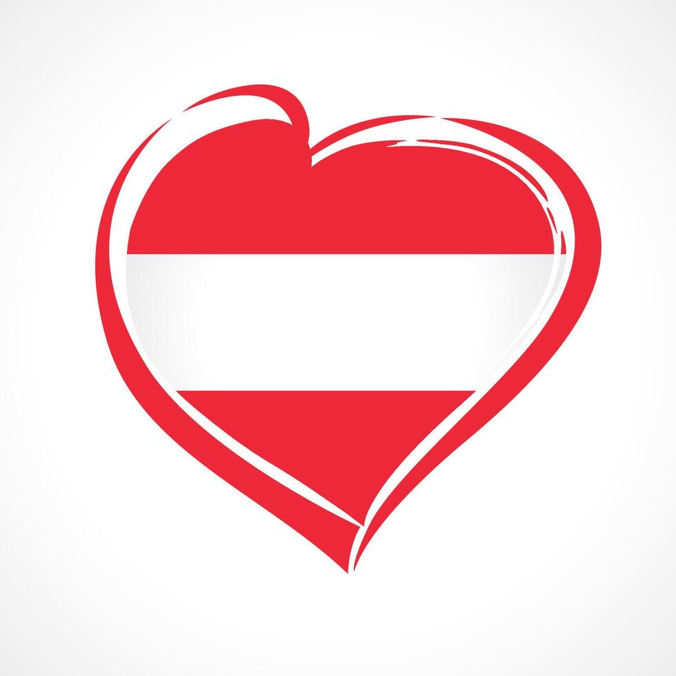 Flag of Austria in heart shape. Decorative icon vector