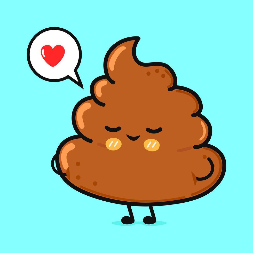 A cute poop emoji with a heart-shaped bubble expressing love and affection. vector