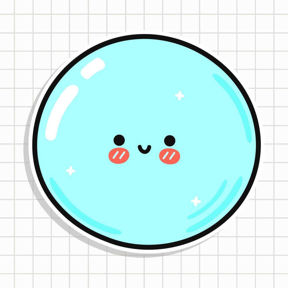 A cute cartoon bubble character with a happy face and playful expression. vector