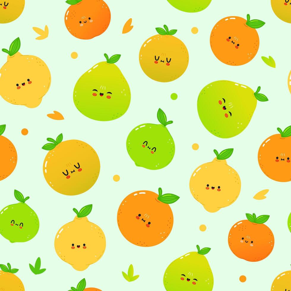 Pattern of cheerful fruits vector