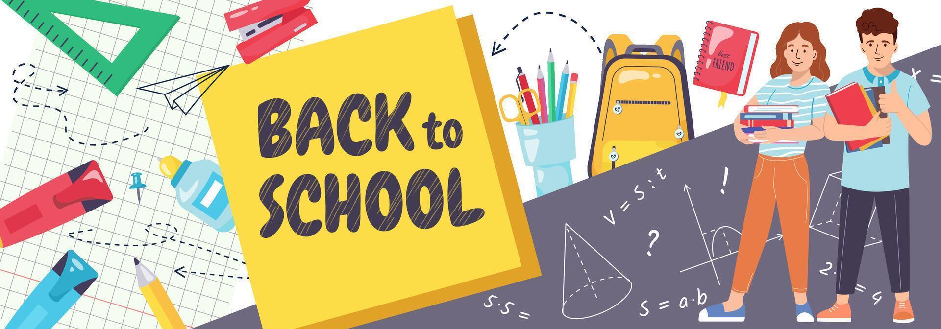 Back to school illustration with students vector