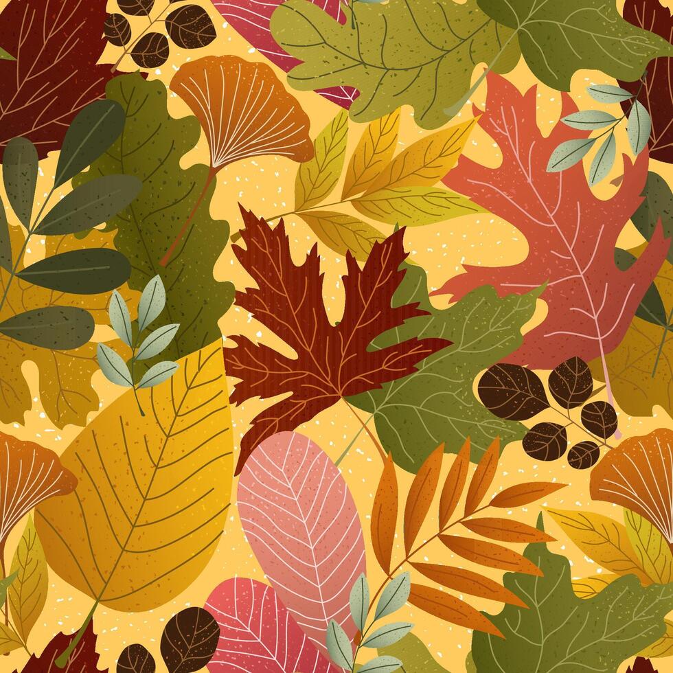 Colorful fall leaves pattern design vector