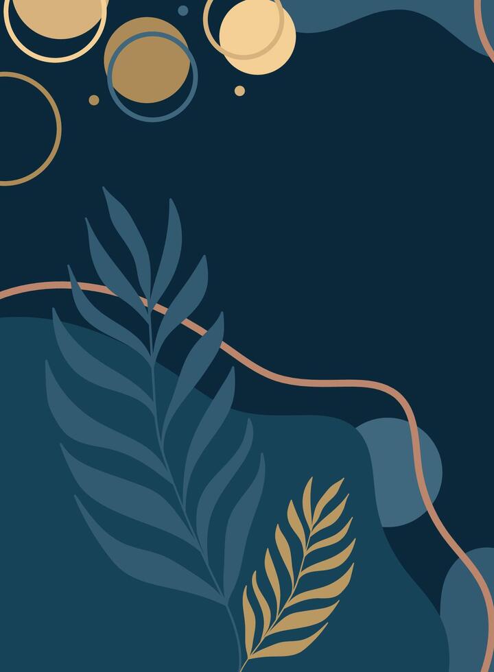 Abstract background with tropical leaves and circles. background illustration in flat style vector